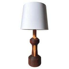 Vintage Handmade Swedish Wooden Table Lamp, 1970s