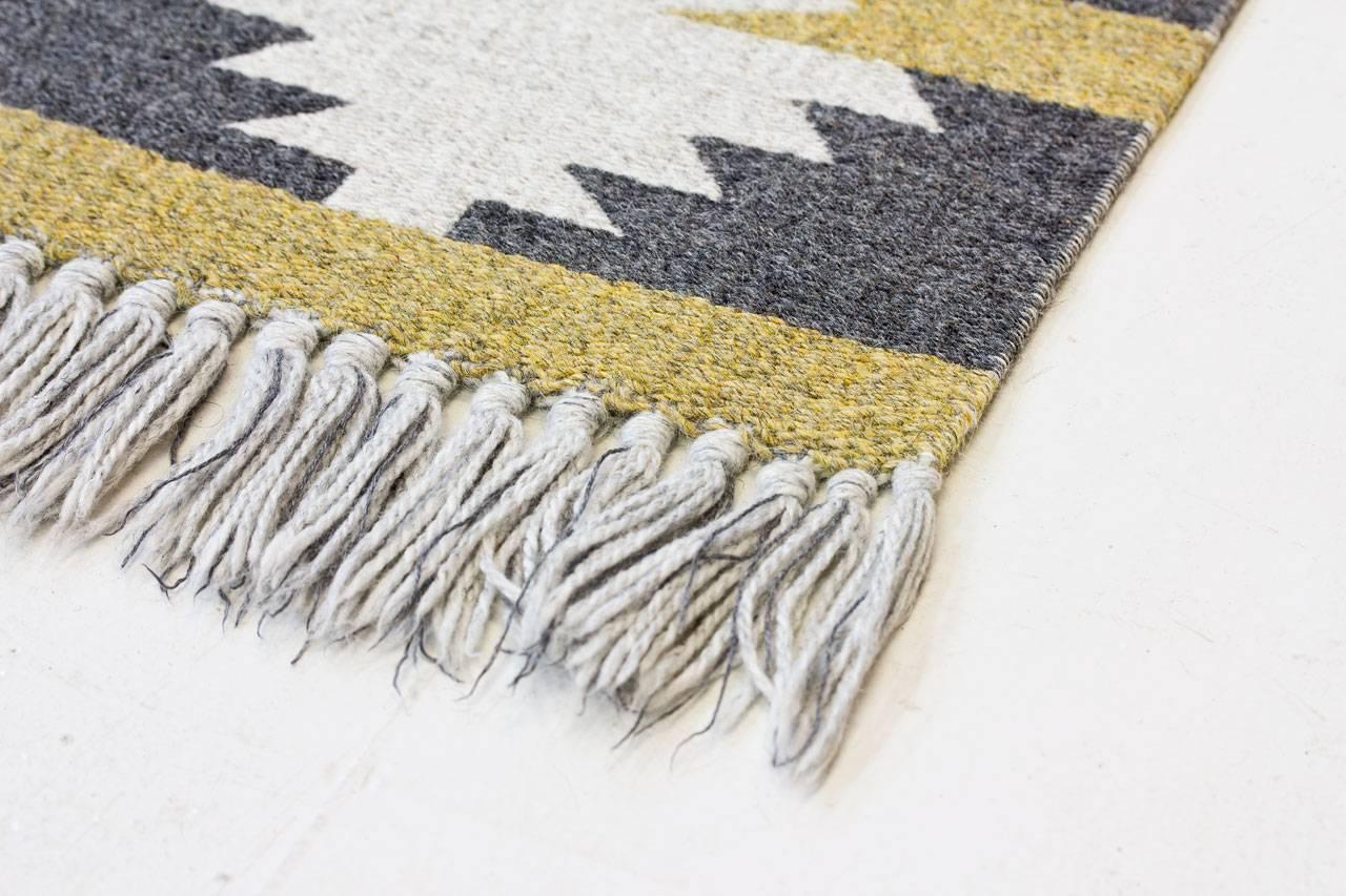 Swedish Handwoven Wool Carpet Rölakan Double Weave 1