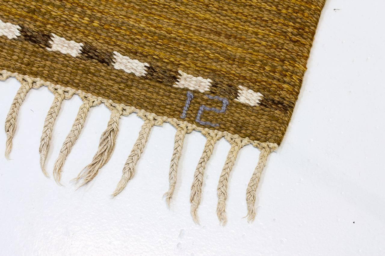 Swedish Handwoven Wool Carpet Rölakan Flat-Weave by Ingegerd Silow, 1950s 3