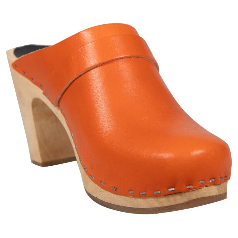 Zuecos de tacón de piel naranja Swedish Hasbeens Talla IT 37