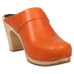 Schwedische Hasbeens Orange Leder-Hose mit Absatz Größe IT 37