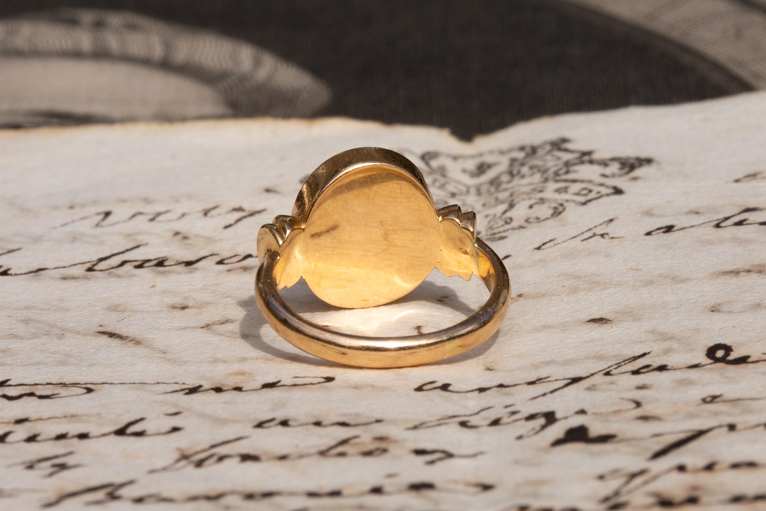 Swedish Heraldic 18k Gold Signet Ring Agate Intaglio 'Von Ramm' Coat of Arms 4