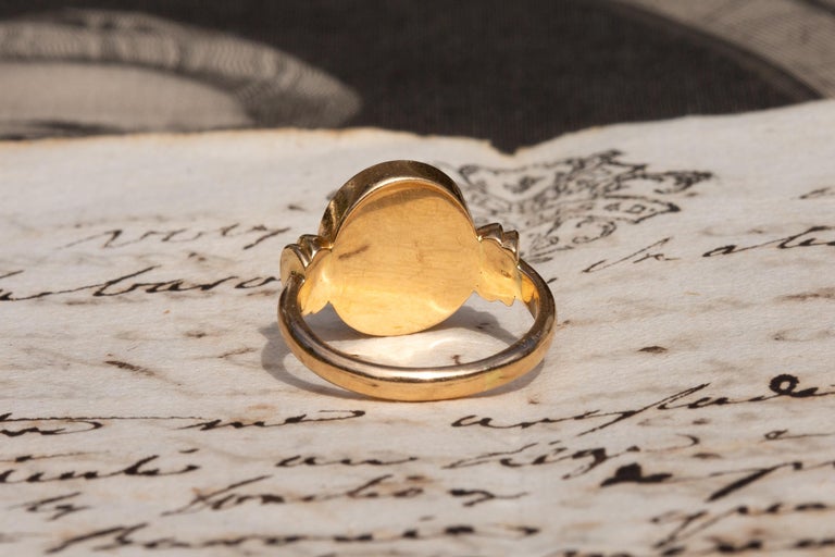 Chevalière Ancienne En Or 18 Carats Armoiries - Bague Signet Crest, Taille 48, Occasion