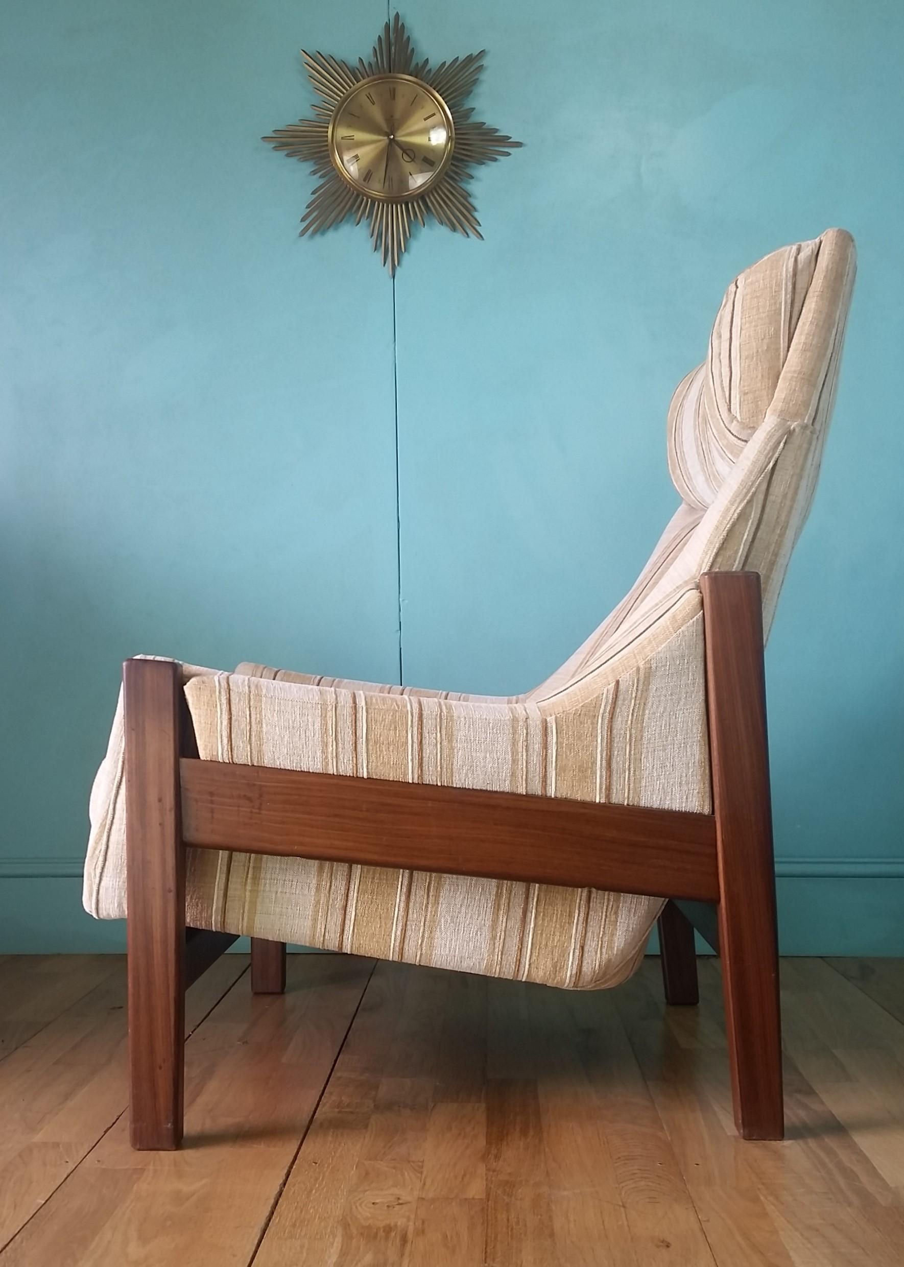 Scandinavian Modern Swedish High Back Lounge Chair, 1960's For Sale