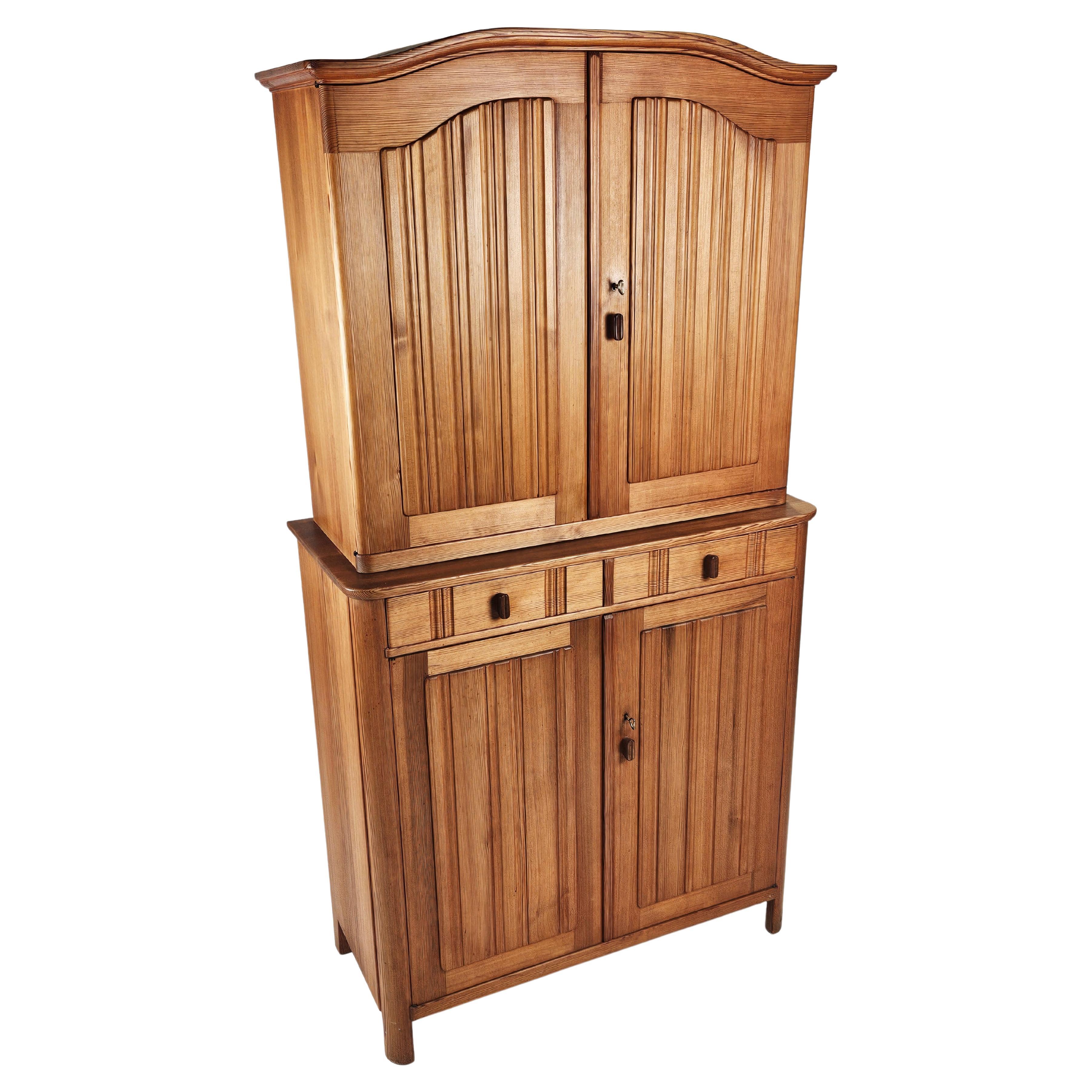 Swedish high pine cabinet 'Carolus' by Carl Malmsten, 1950s For Sale