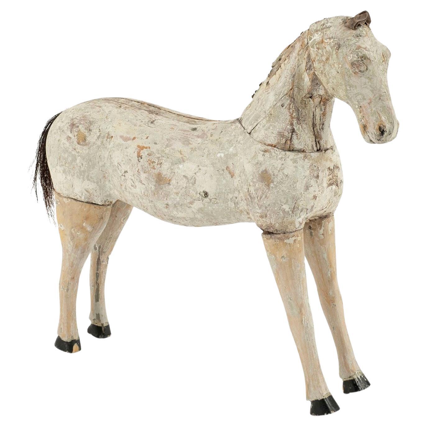 White-Painted Swedish Horse Sculpture