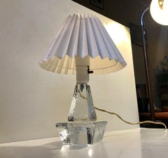 Swedish Ice Glass Table Lamp by Atelje Engberg, 1970s