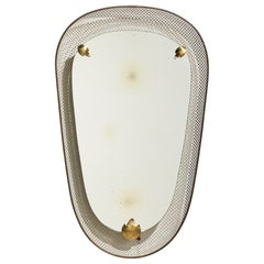 Swedish, Illuminated Wall Mirror, Brass, Perforated Metal, Sweden, 1940s