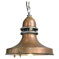 Antique Swedish Industrial Copper Pendant Light, circa 1920s