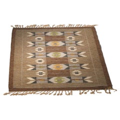 Swedish Ingegerd Silow IS rolakan rug in blue and brown  Scandinavian carpet 197