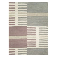 Swedish Inspired 21st Century Handmade Turkish Flatweave Kilim Accent Rug