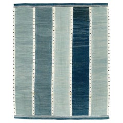 Swedish Inspired Contemporary Turkish Flat-Weave Kilim Small Room Size Carpet