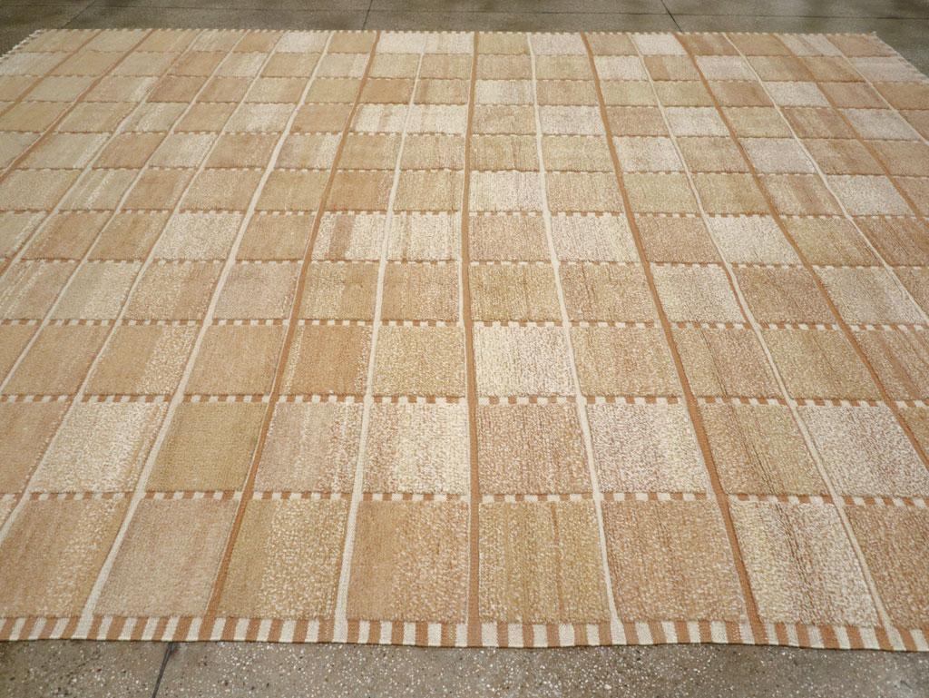 Hand-Woven Swedish Inspired Handmade Turkish Modern Room Size Carpet For Sale