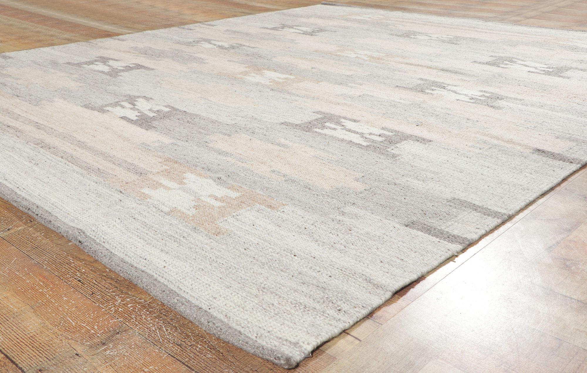Wool New Scandinavian Swedish Inspired Kilim with Contemporary Style For Sale