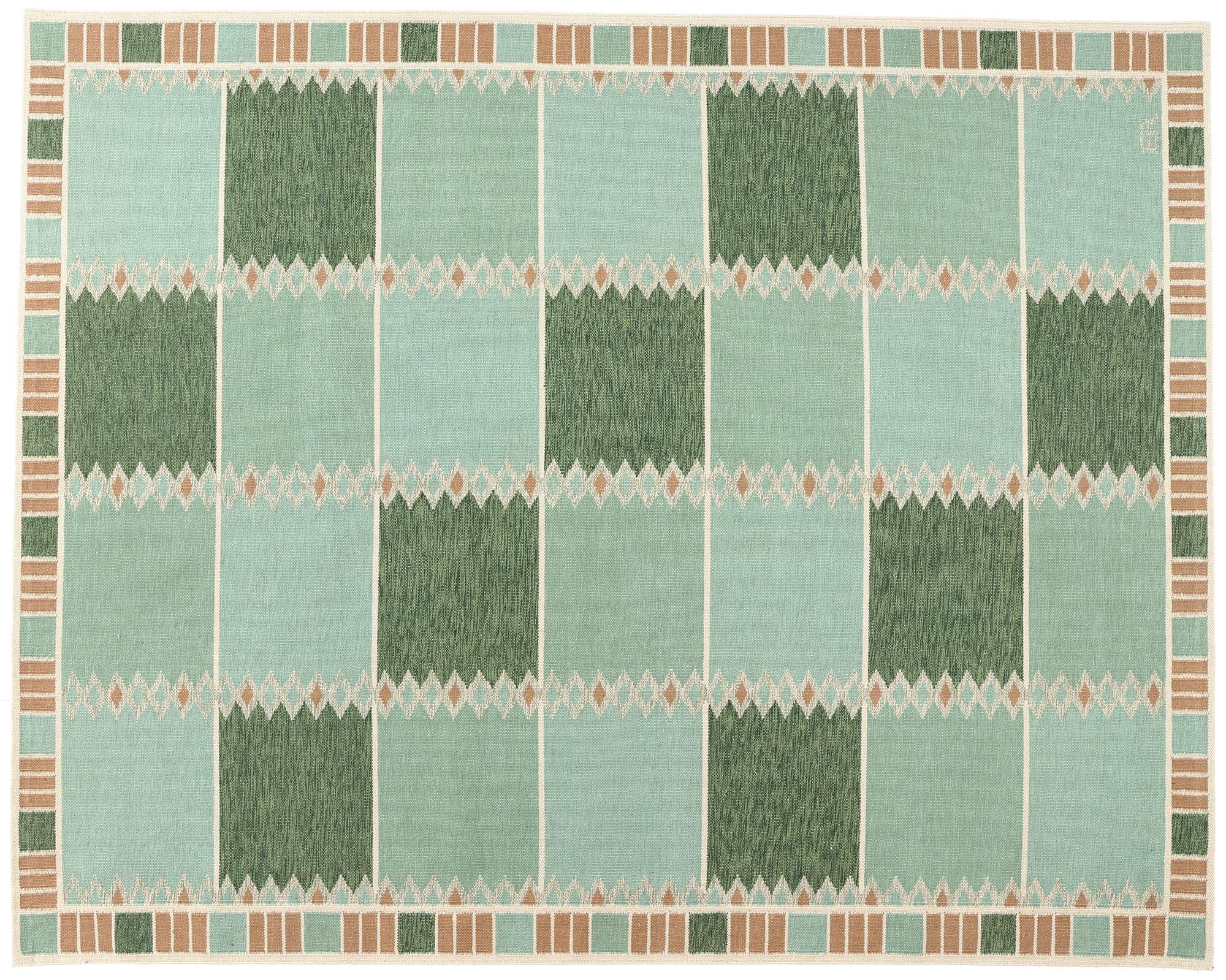 Schwedisch inspirierter Kelim-Teppich, skandinavisch-modernes Design auf Biophiles Design im Angebot 3