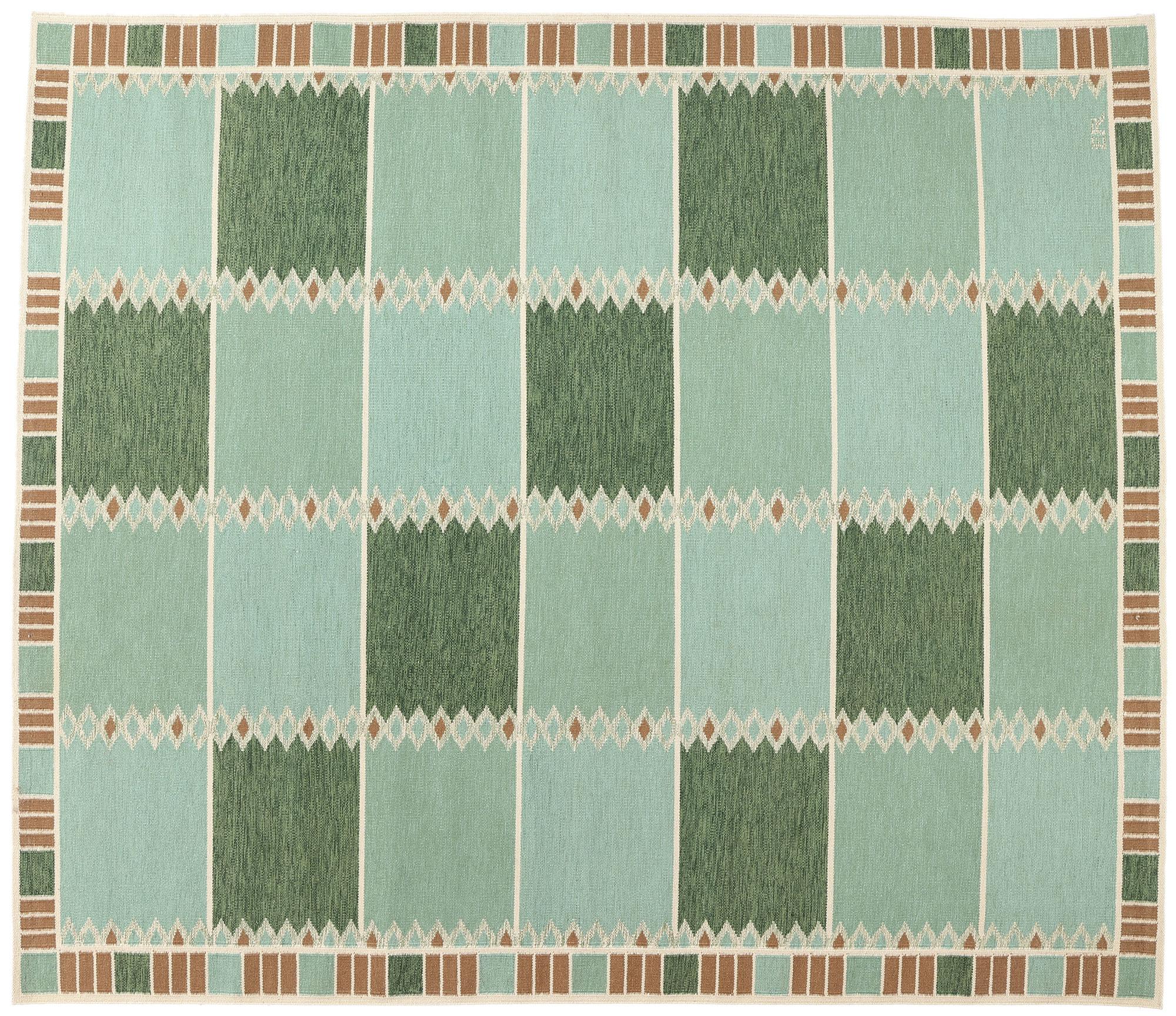 Schwedisch inspirierter Kelim-Teppich, skandinavisch-modernes Design auf Biophiles Design im Angebot 3
