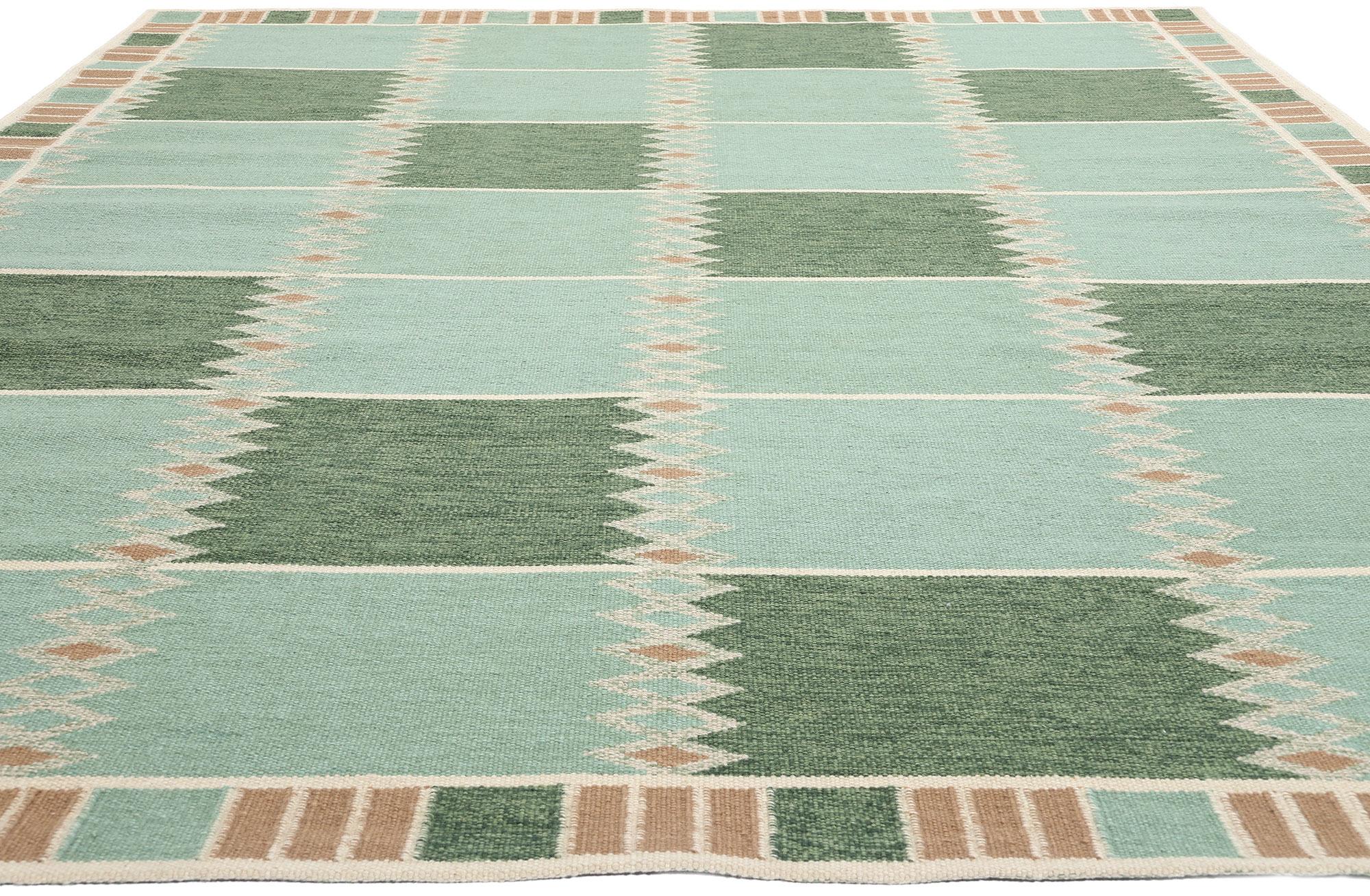 Indian Swedish Inspired Kilim Rug, Scandinavian Modern Meets Biophilic Design For Sale