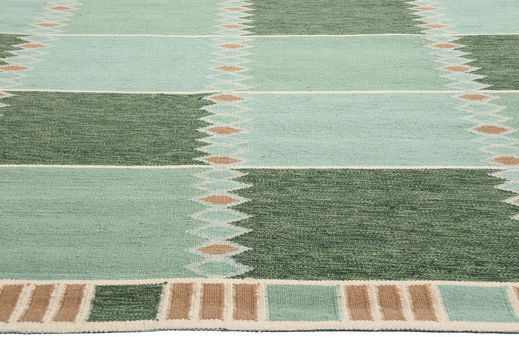 Alfombra Kilim de inspiración sueca, la modernidad escandinava se une al diseño biofílico Indio en venta