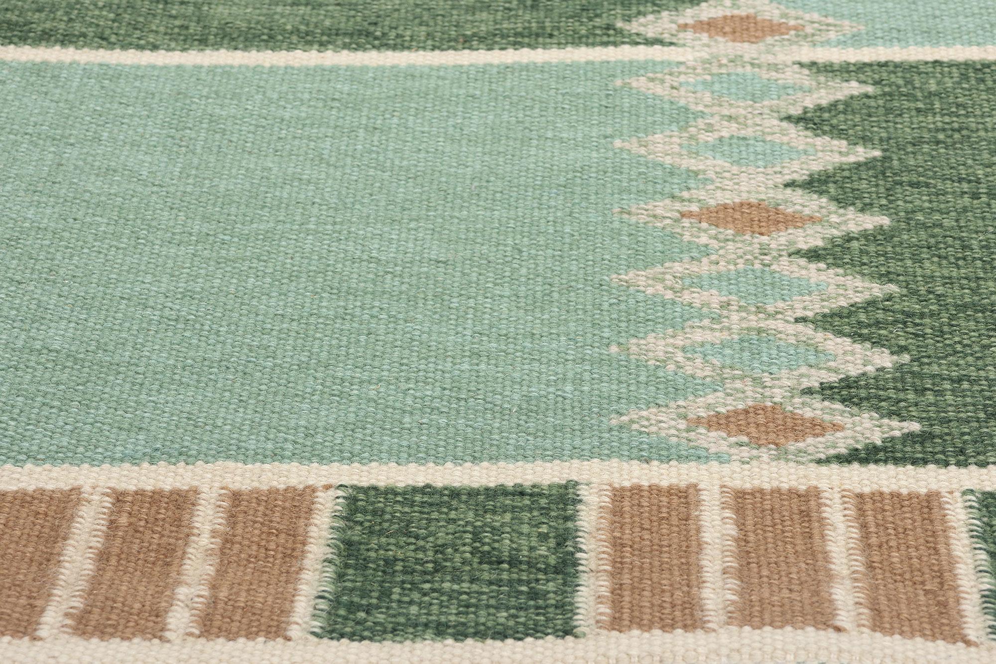 Hand-Woven Swedish Inspired Kilim Rug, Scandinavian Modern Meets Biophilic Design For Sale