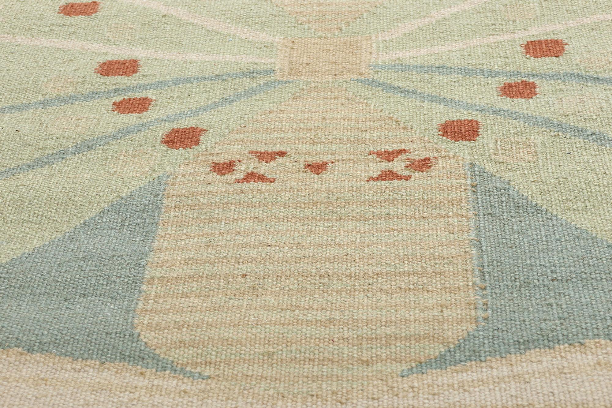 Tissé à la main Tapis Kilim d'inspiration suédoise, le design moderne scandinave rencontre le design biophilique en vente