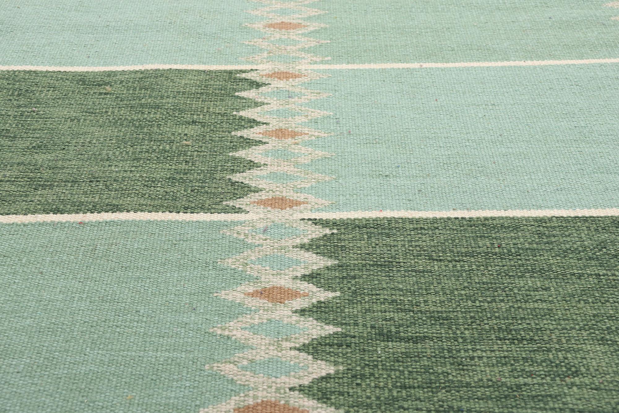 Schwedisch inspirierter Kelim-Teppich, skandinavisch-modernes Design auf Biophiles Design (Handgewebt) im Angebot