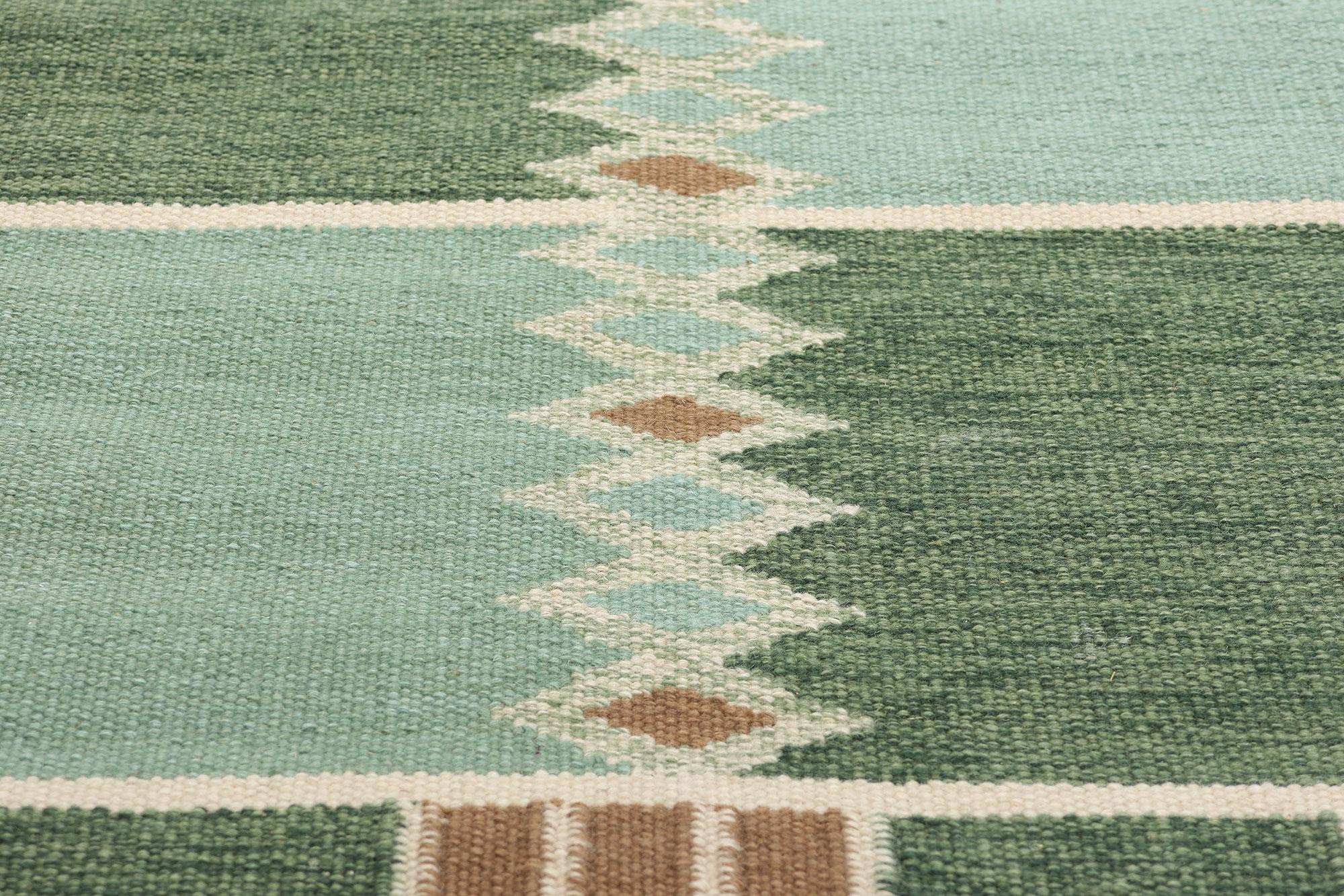 Schwedisch inspirierter Kelim-Teppich, skandinavisch-modernes Design auf Biophiles Design (Handgewebt) im Angebot