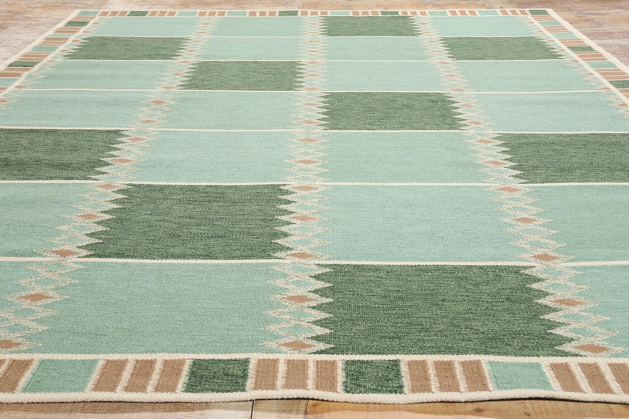 Swedish Inspired Kilim Rug, Scandinavian Modern Meets Biophilic Design For Sale 1