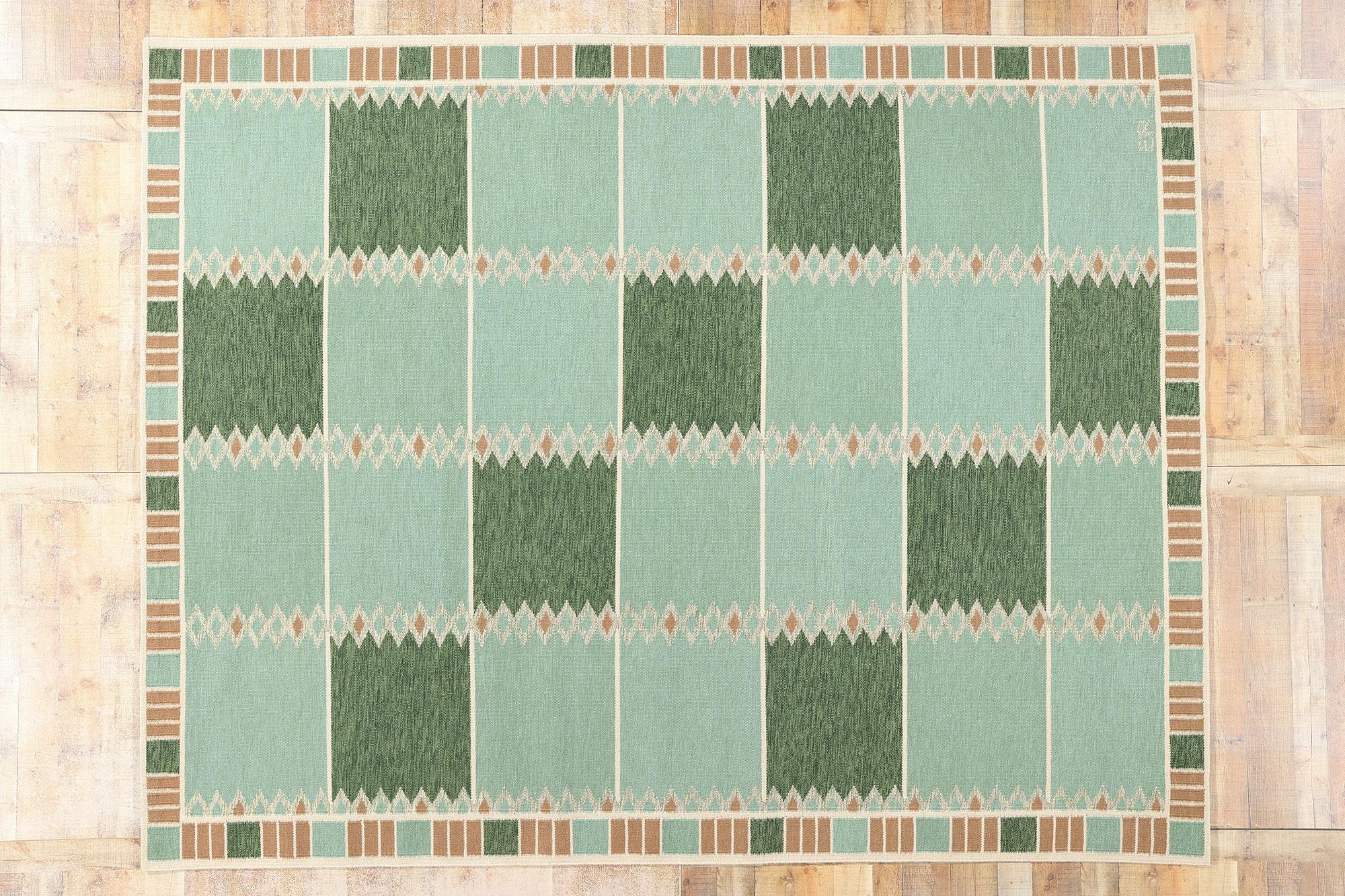 Swedish Inspired Kilim Rug, Scandinavian Modern Meets Biophilic Design For Sale 2