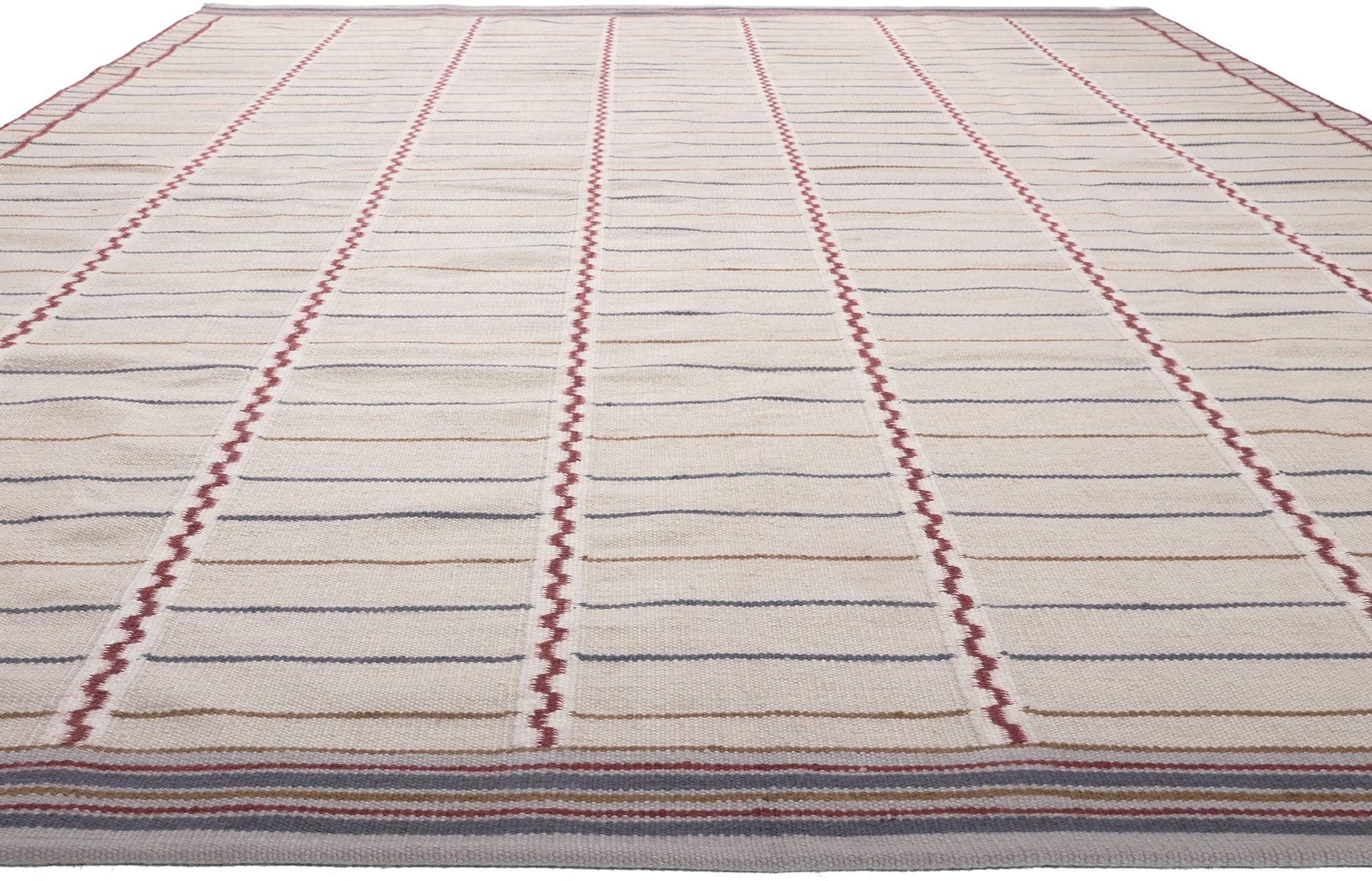 Schwedisch inspirierter Kelim-Teppich, skandinavisch-moderner Teppich auf kubistischem Minimalismus (Skandinavische Moderne) im Angebot