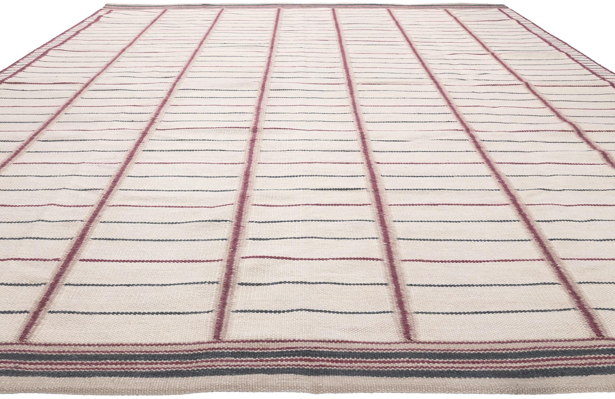 Schwedisch inspirierter Kelim-Teppich, skandinavisch-moderner Teppich auf kubistischem Minimalismus (Skandinavische Moderne) im Angebot