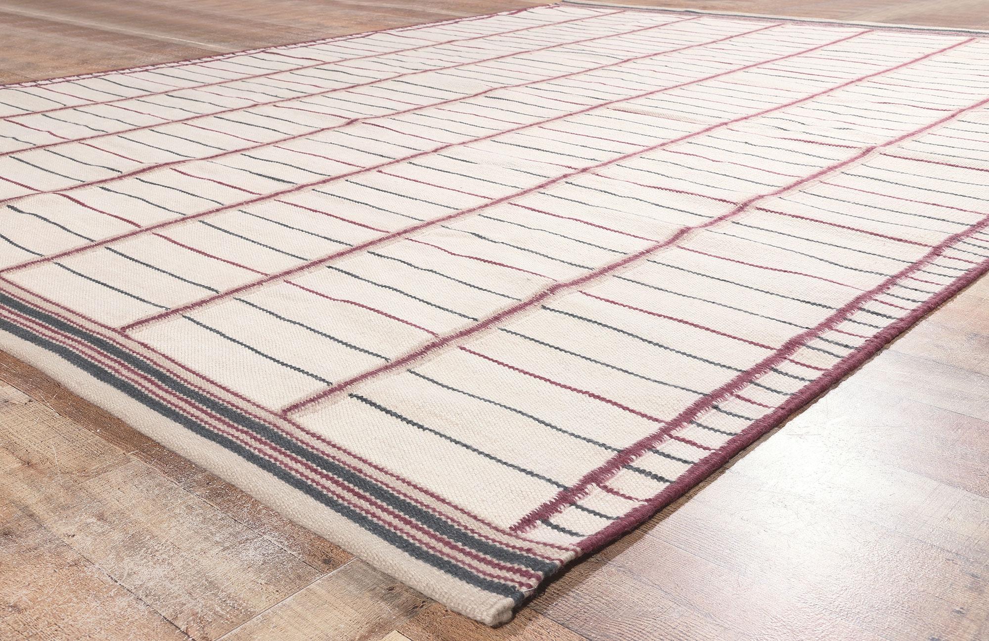 Schwedisch inspirierter Kelim-Teppich, skandinavisch-moderner Teppich auf kubistischem Minimalismus (21. Jahrhundert und zeitgenössisch) im Angebot