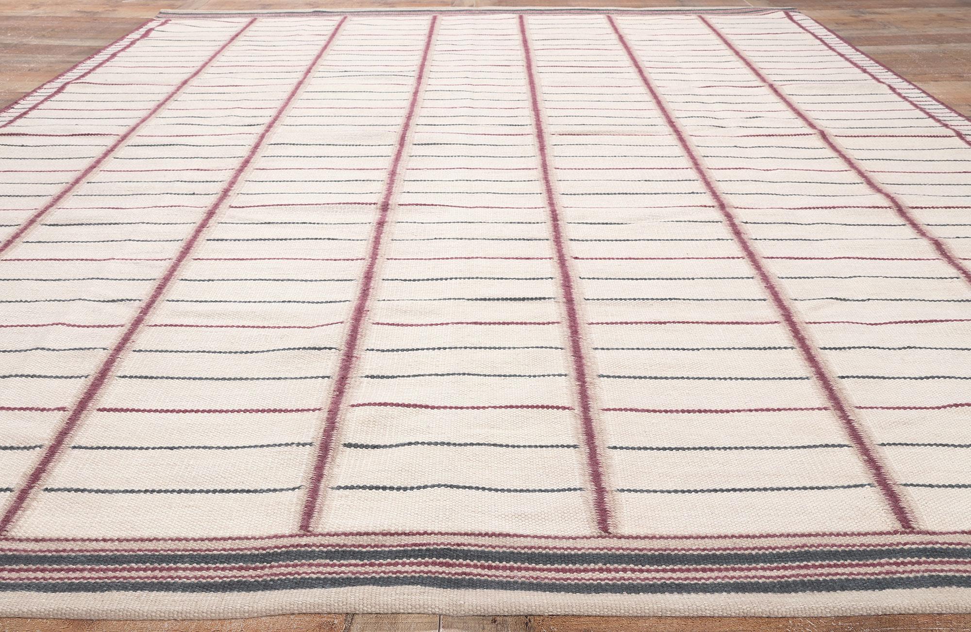 Laine Tapis Kilim d'inspiration suédoise, le modernisme scandinave rencontre le minimalisme cubiste en vente