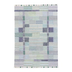Swedish Inspired Kilim Rug, Scandinavian Modern Meets Cubist Style