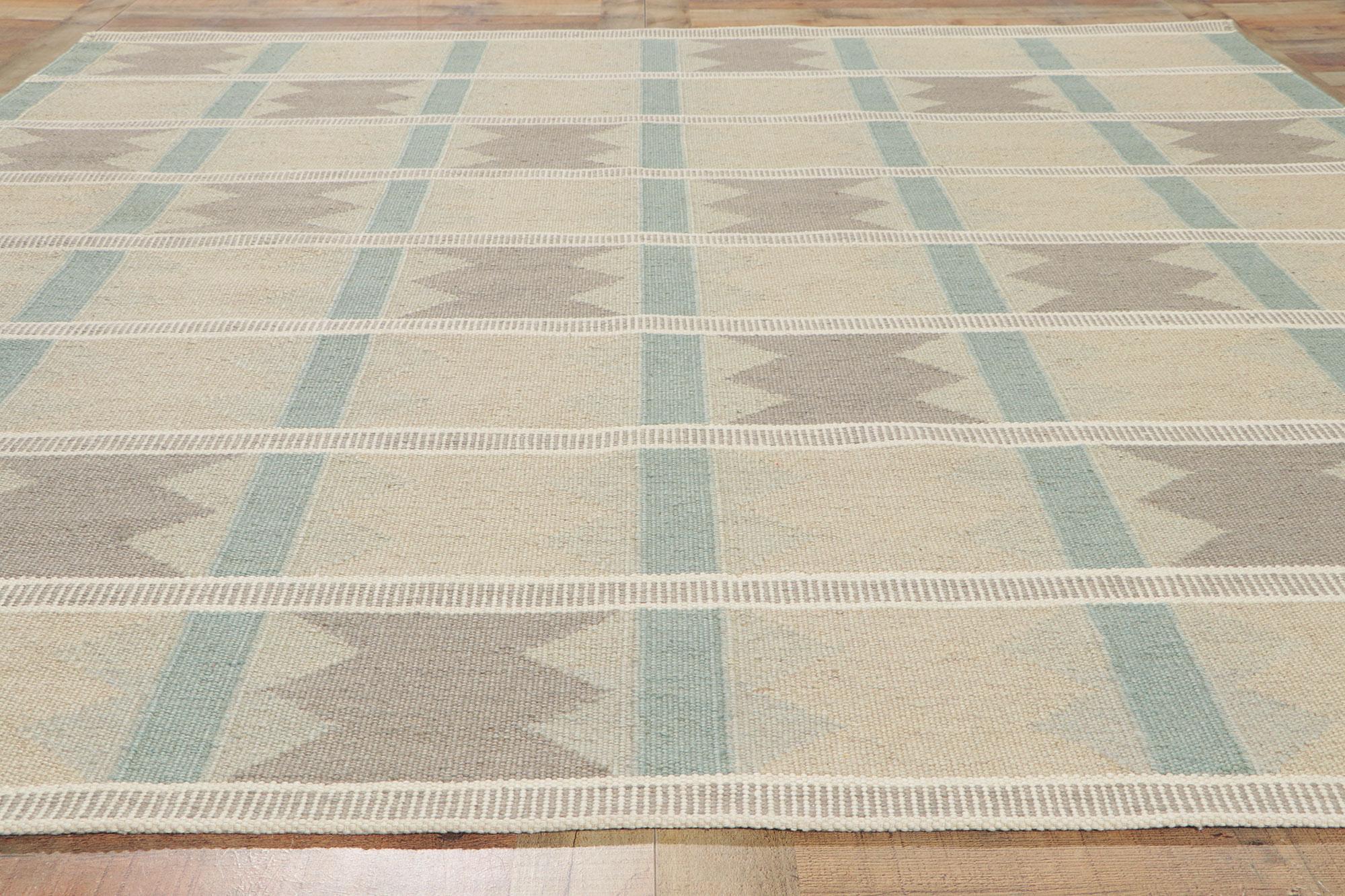 Wool New Scandinavian Swedish Ingegerd Silow Inspired Kilim Röllakan For Sale