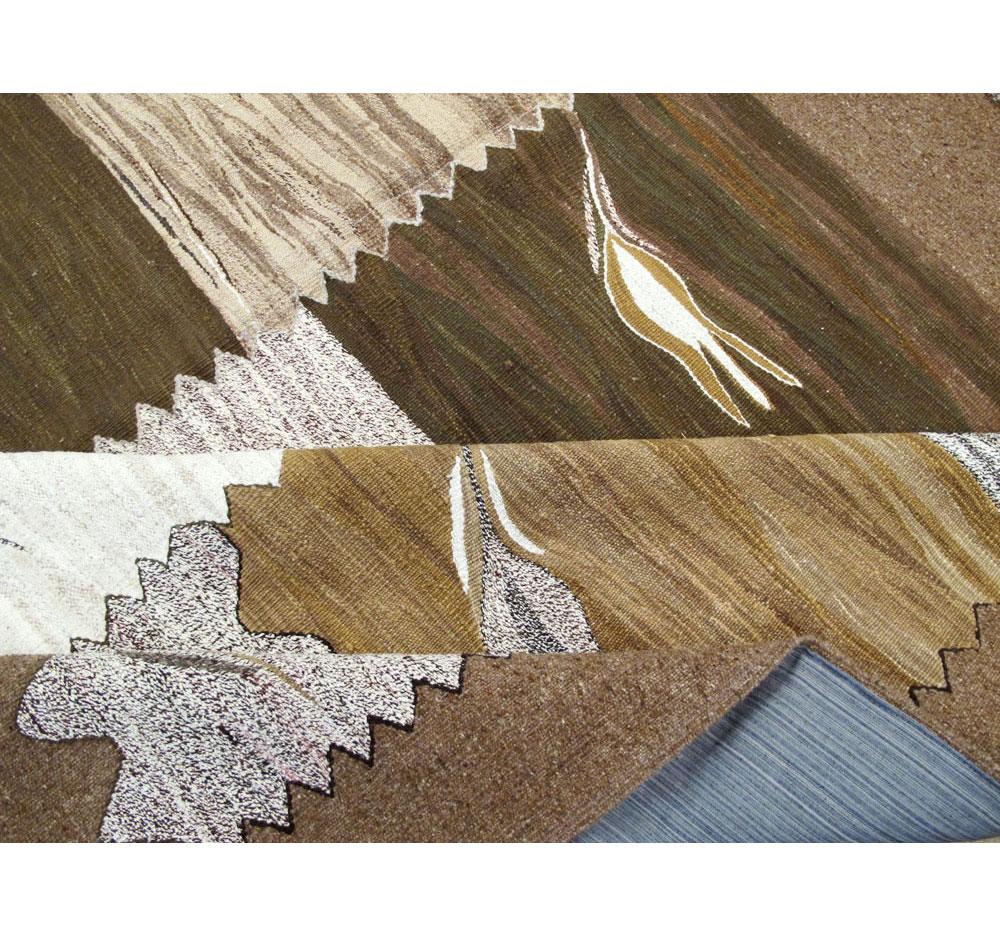 Swedish Inspired Modern Handmade Turkish Flatweave Kilim Room Size Carpet For Sale 3