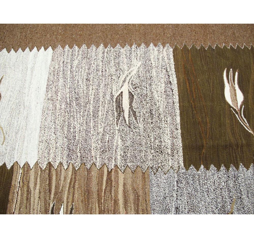 Wool Swedish Inspired Modern Handmade Turkish Flatweave Kilim Room Size Carpet For Sale