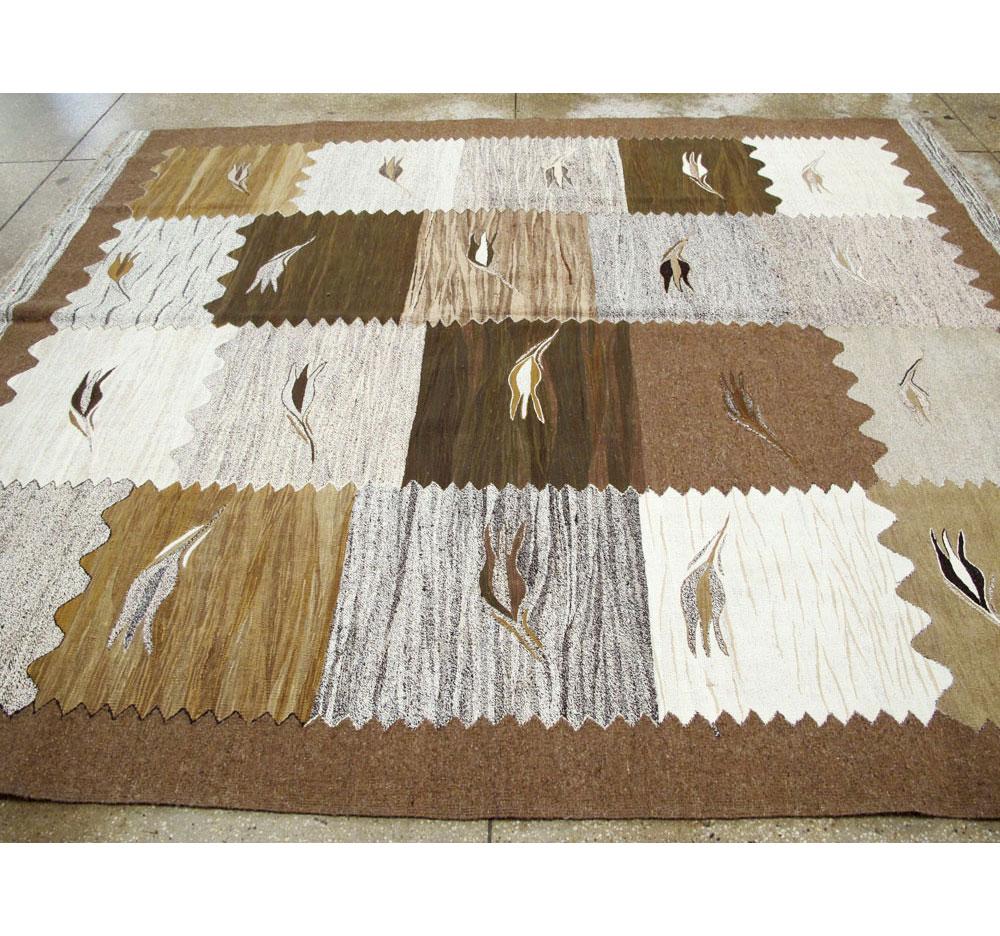 Swedish Inspired Modern Handmade Turkish Flatweave Kilim Room Size Carpet For Sale 1