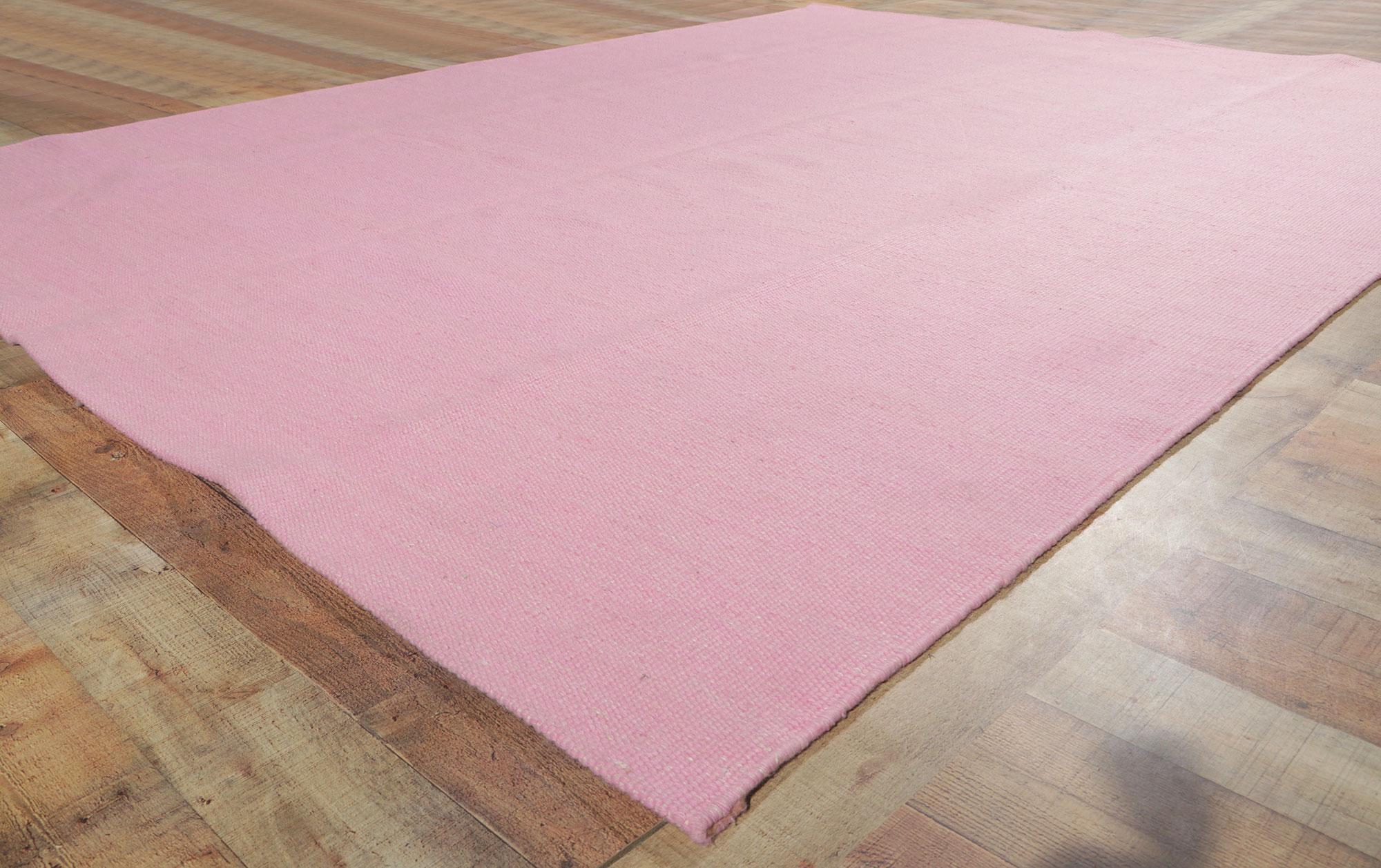 Contemporary Swedish Inspired Pink Kilim Rug with Scandinavian Modern Style For Sale