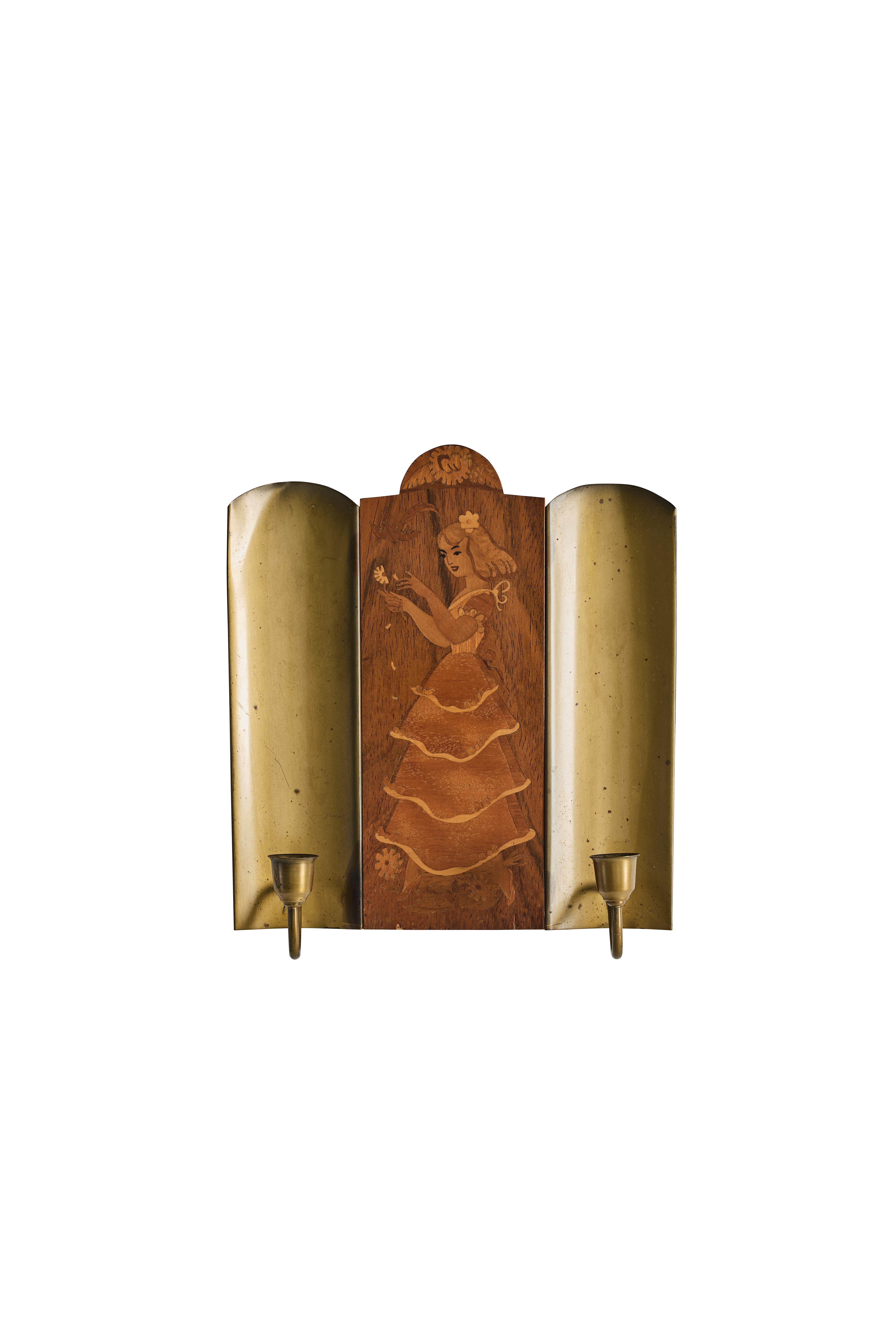 Aplique sueco de intarsia de Birger Ekman para Mjölby Intarsia, década de 1940 Sueco en venta