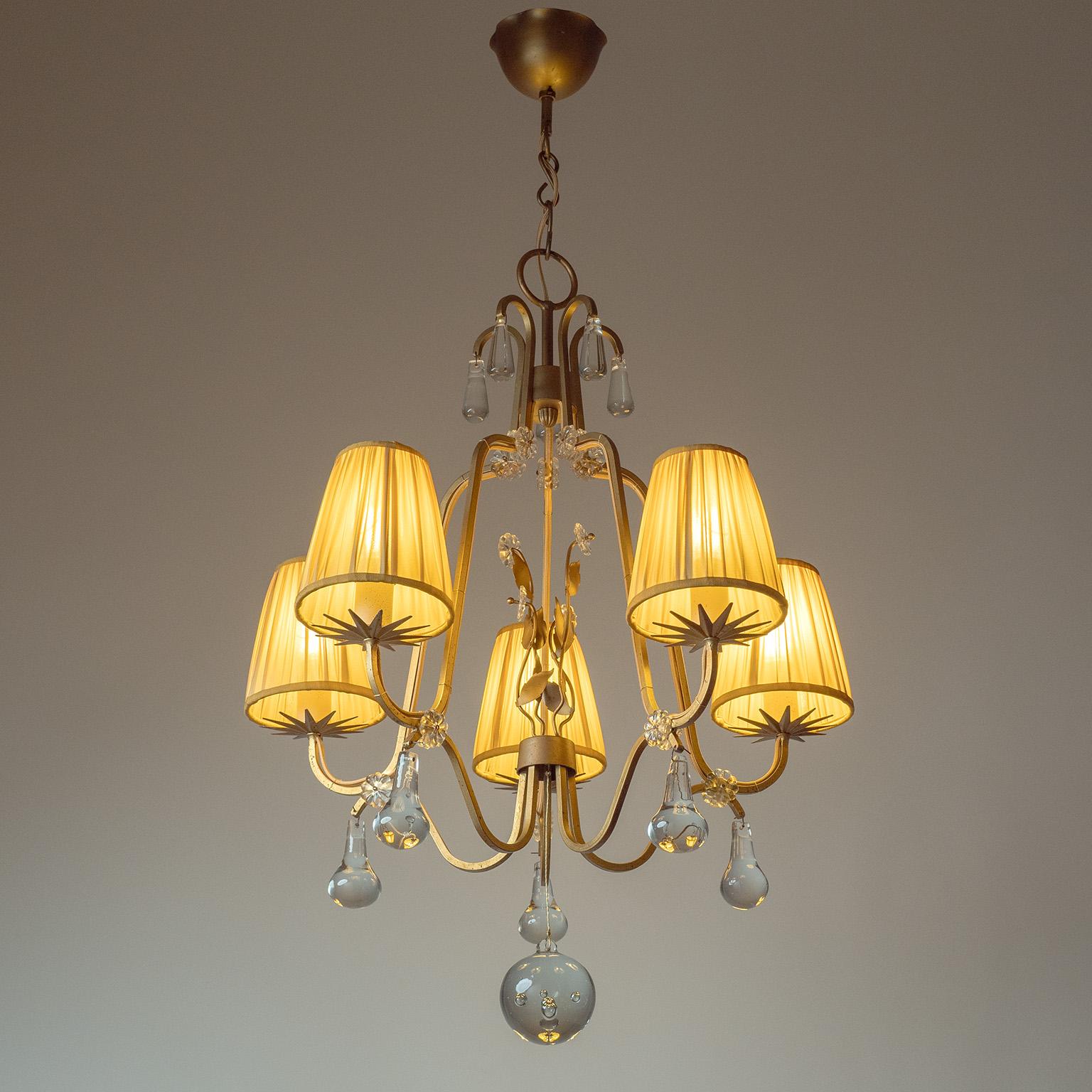 Araña sueca de hierro y cristal, años 40 en venta 3