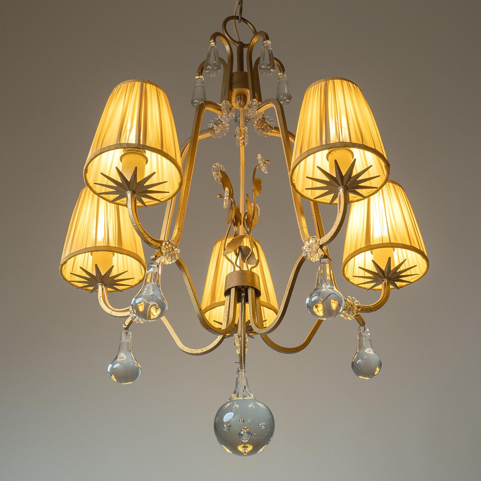 Araña sueca de hierro y cristal, años 40 Art Decó en venta