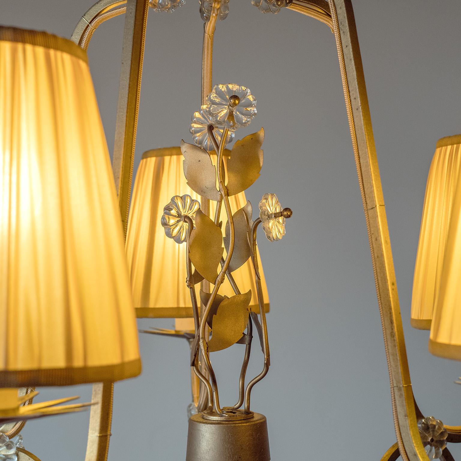 Araña sueca de hierro y cristal, años 40 Sueco en venta