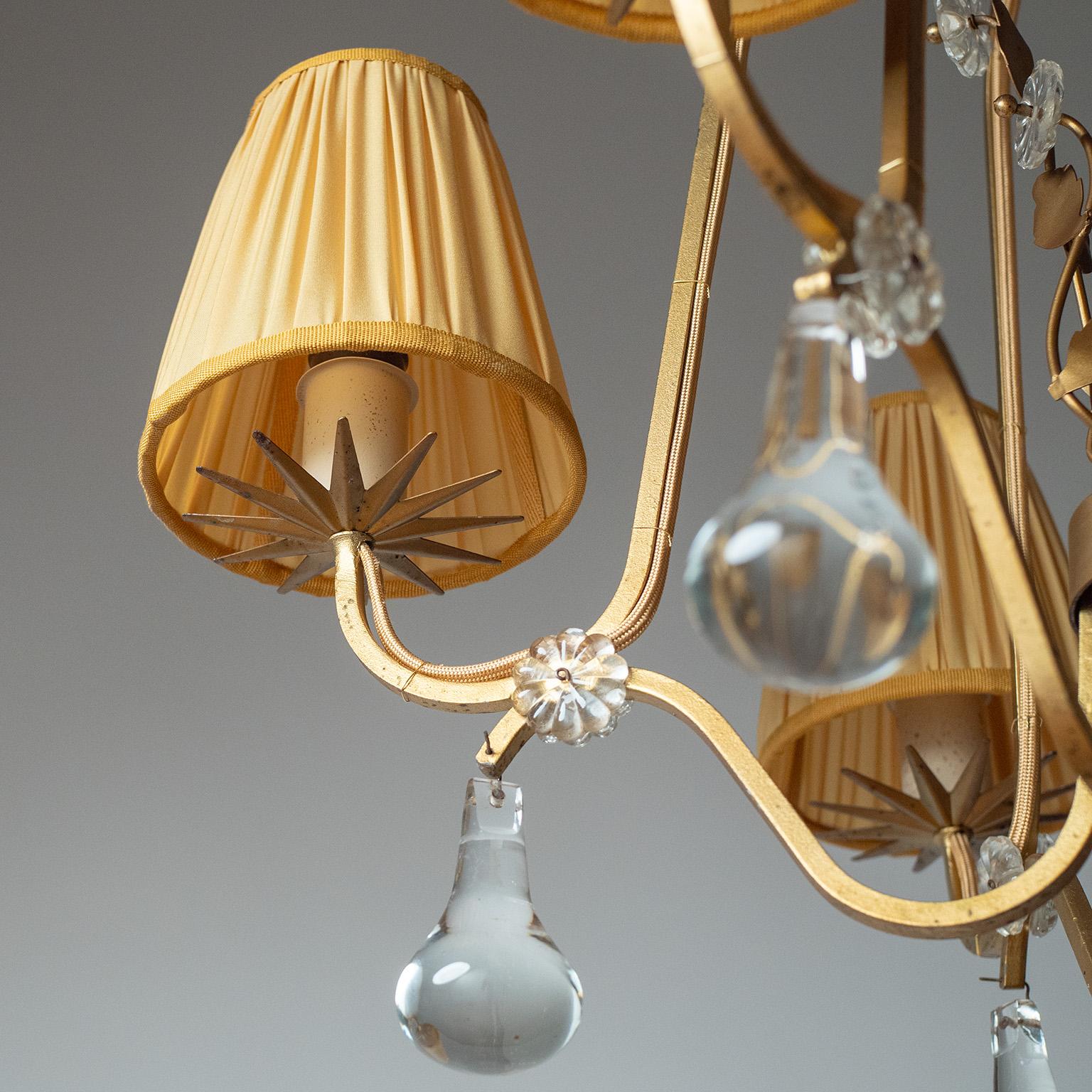 Araña sueca de hierro y cristal, años 40 en Bueno estado para la venta en Vienna, AT