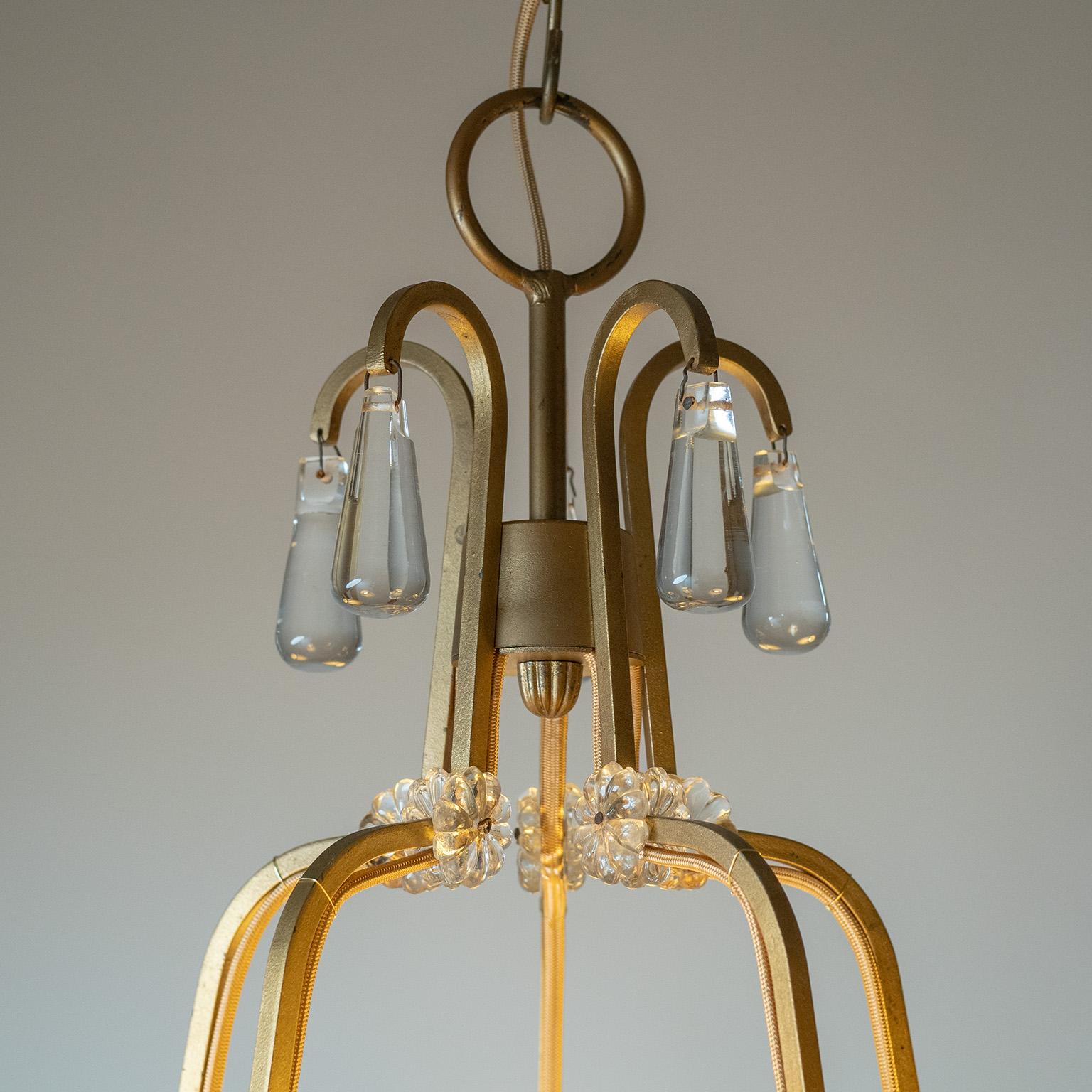 Araña sueca de hierro y cristal, años 40 mediados del siglo XX en venta