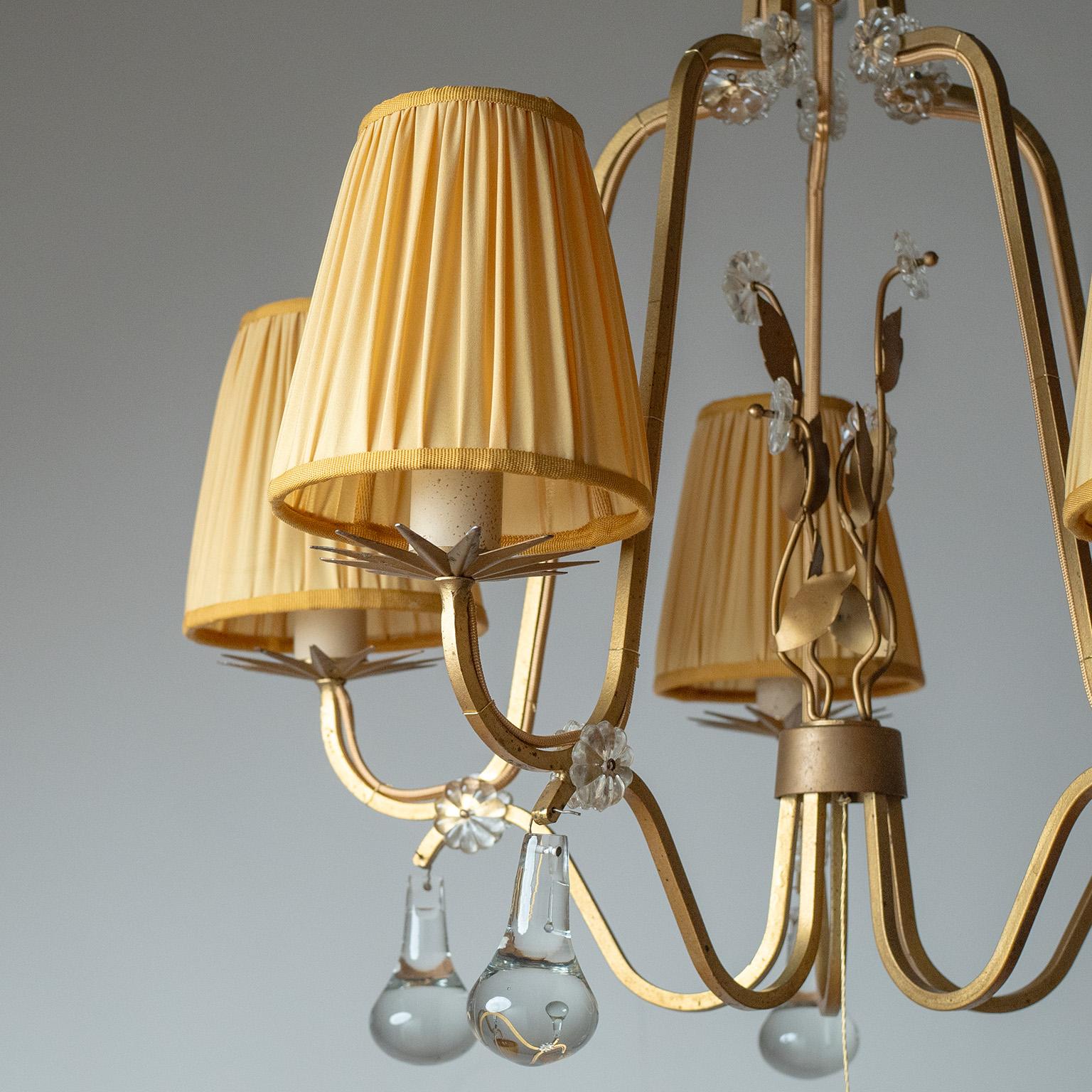 Araña sueca de hierro y cristal, años 40 en venta 1