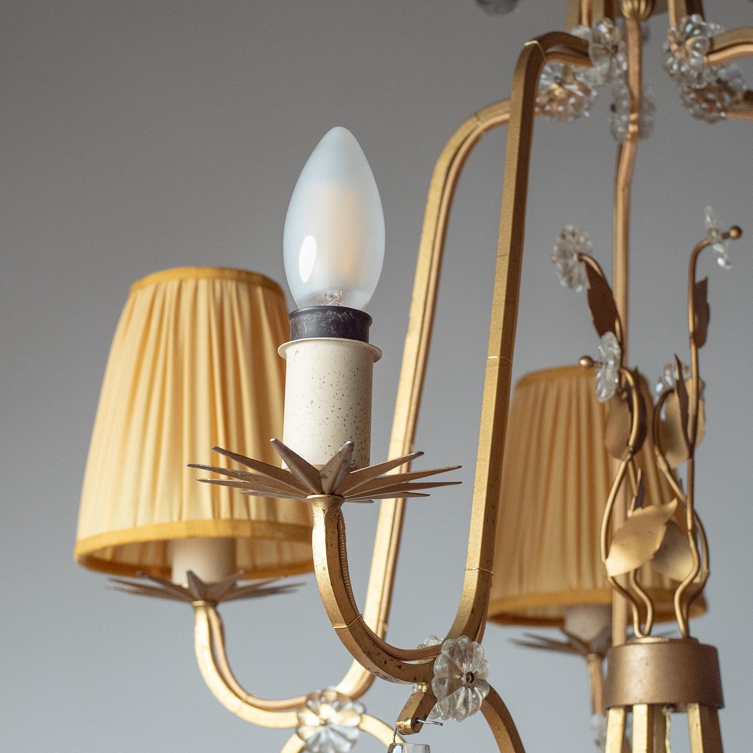 Araña sueca de hierro y cristal, años 40 en venta 2