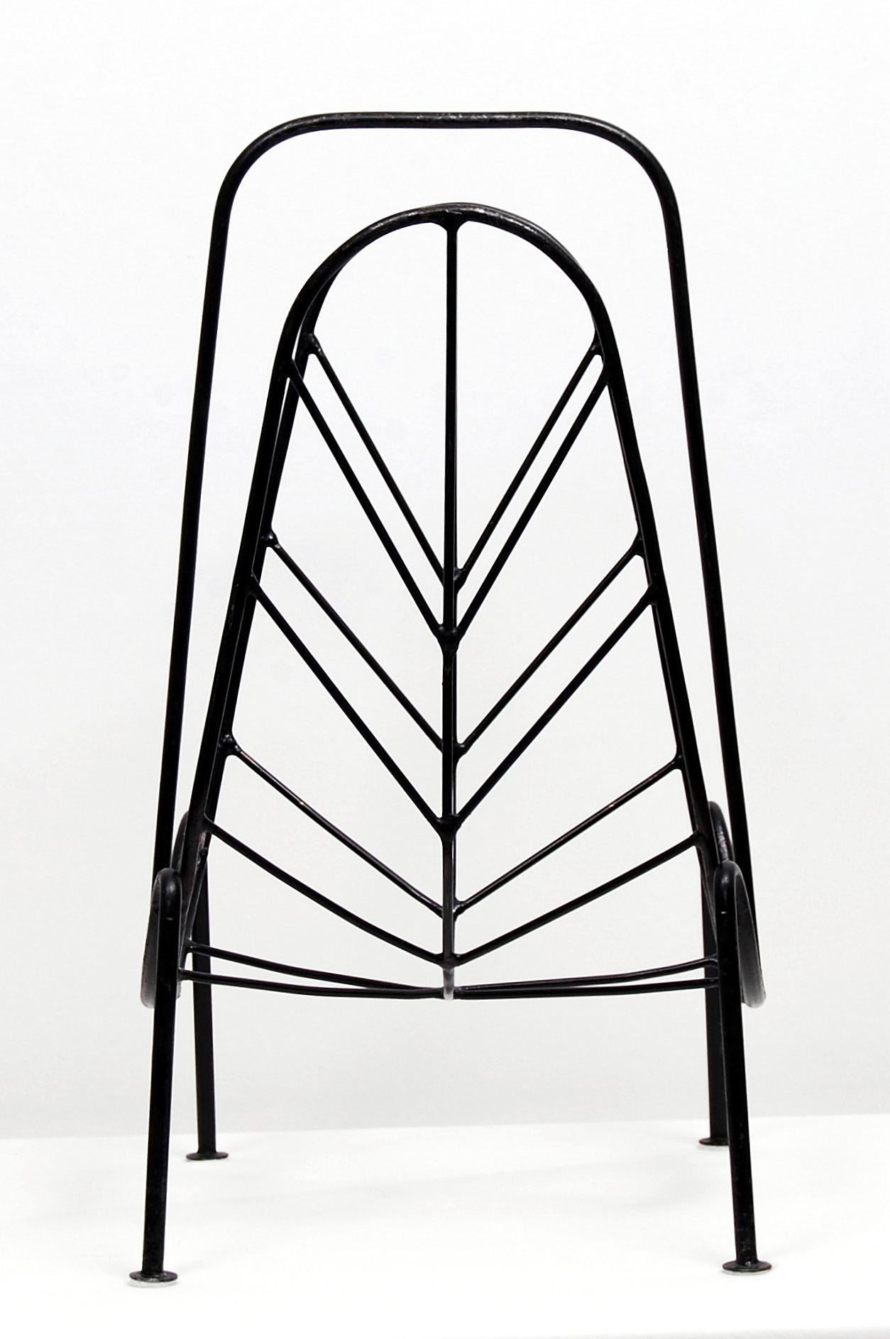 Swedish Iron Magazine Rack in a Manner of Jacques Adnet, 1950s  For Sale