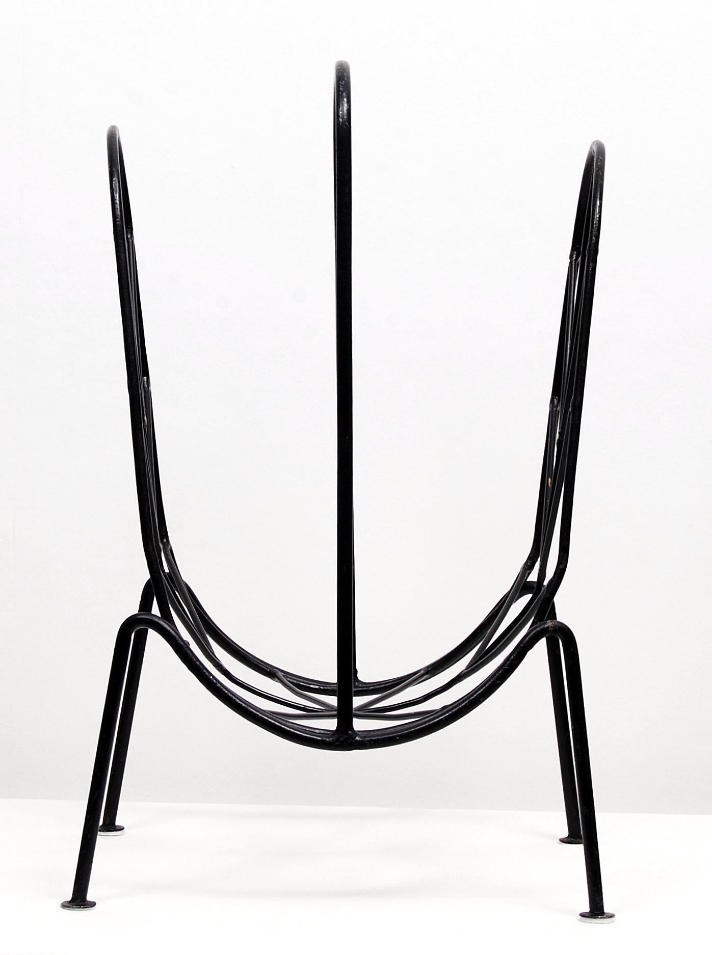 Iron Magazine Rack in a Manner of Jacques Adnet, 1950s  In Good Condition For Sale In Stockholm, SE