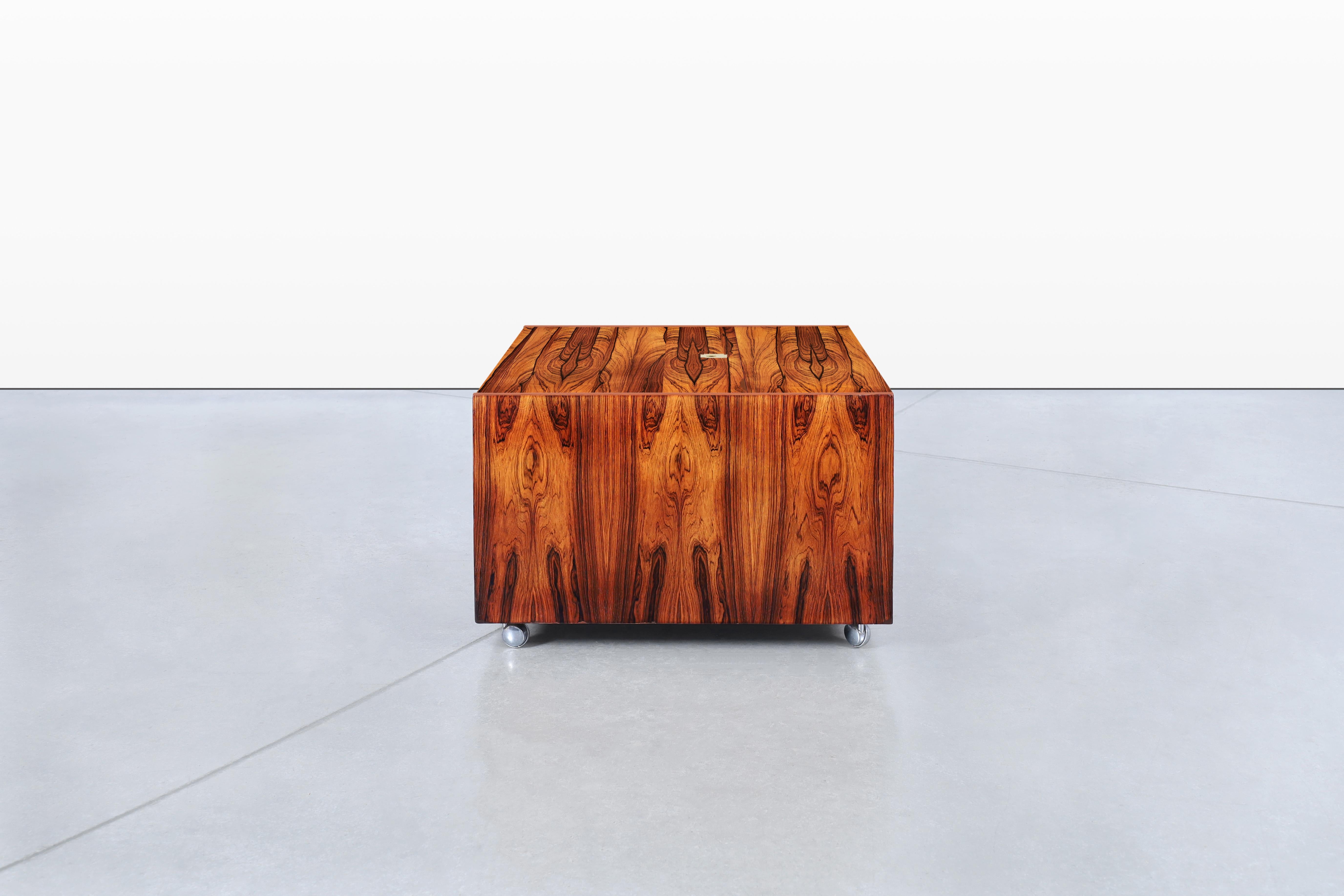 Brass Swedish Jacaranda Bar Cabinet by Gillis Lundgren For Sale