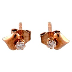 Vintage Swedish Jeweler, a Pair of Classic Ear Studs in 18 Carat Gold, Mid-20th C